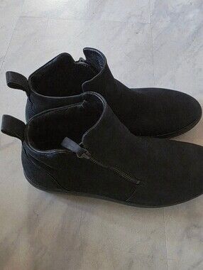 ECCO Soft 7 Tred Women's Zip Black Leather Ankle Moto Zip Boots 42 11 11.5 Shoes